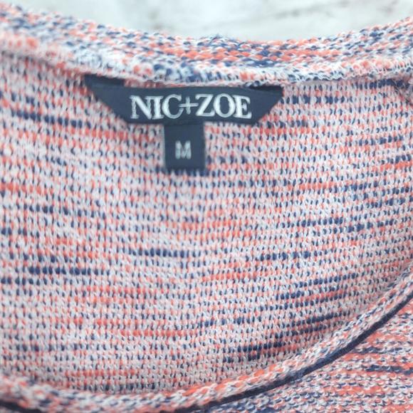 Nic + Zoe Orange Navy Cotton Sheath Pullover Knit Dress Size Medium - Picture 3 of 8